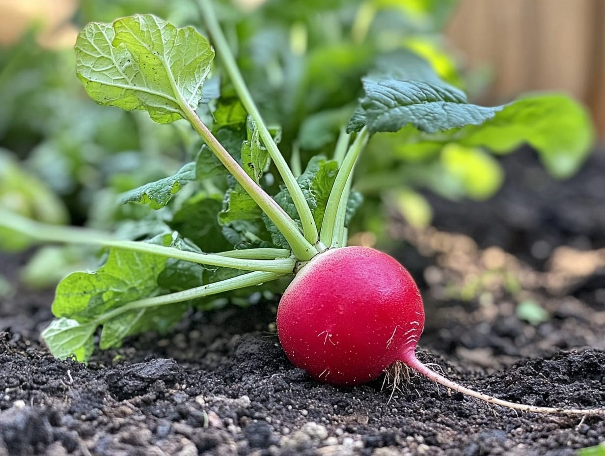 radish growing in a garden