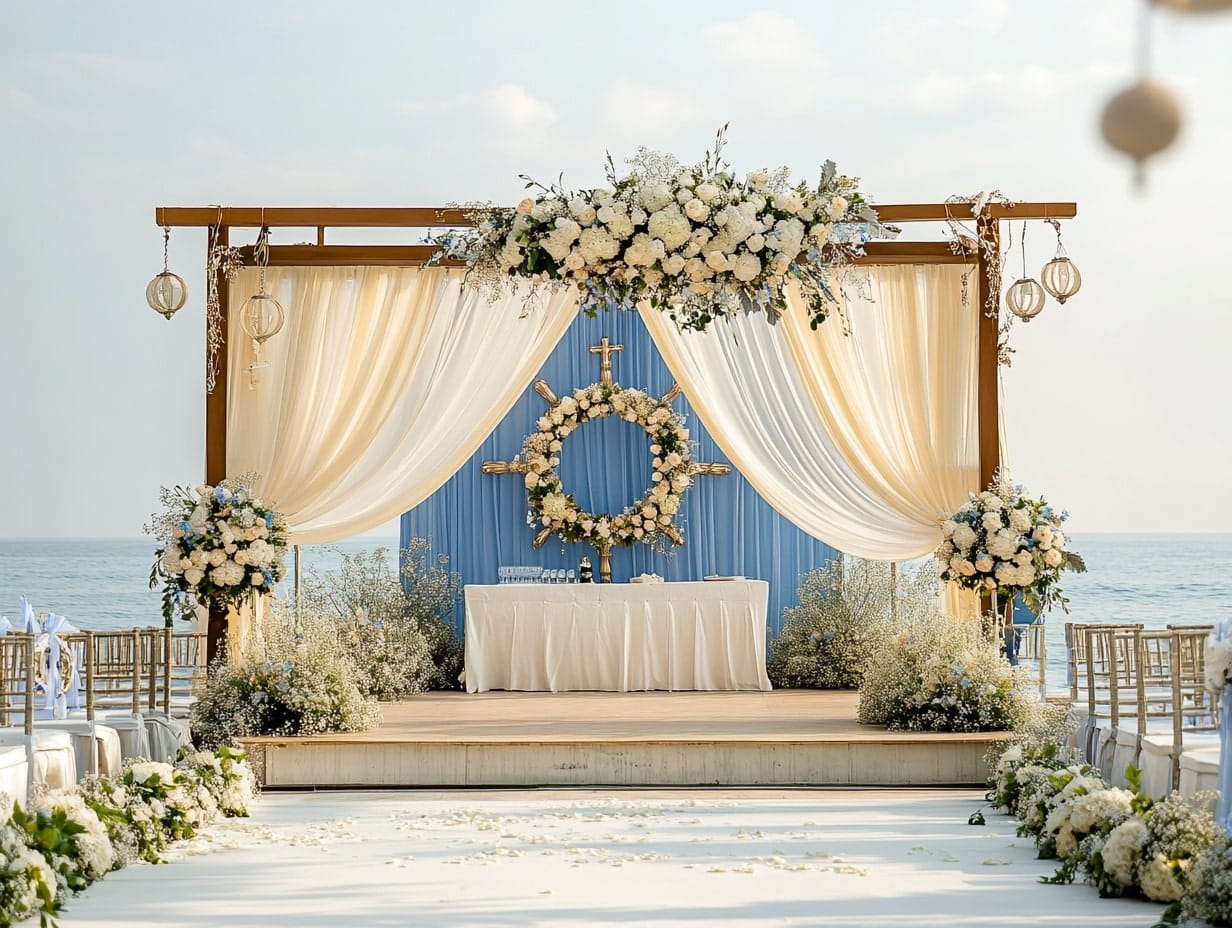 seaside chic inspired wedding stage