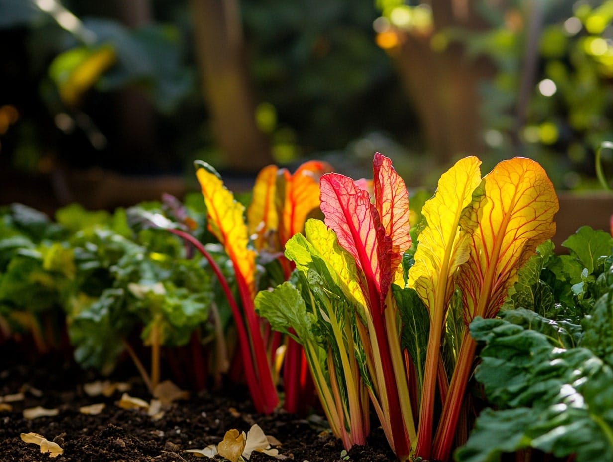 swiss chard growing in a garden