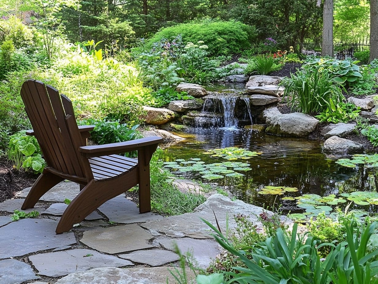 a waterfront nook in a backyard garden