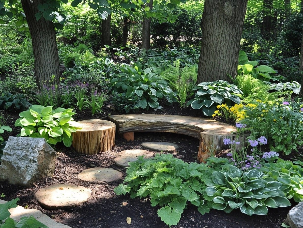 a woodland nook in a backyard garden