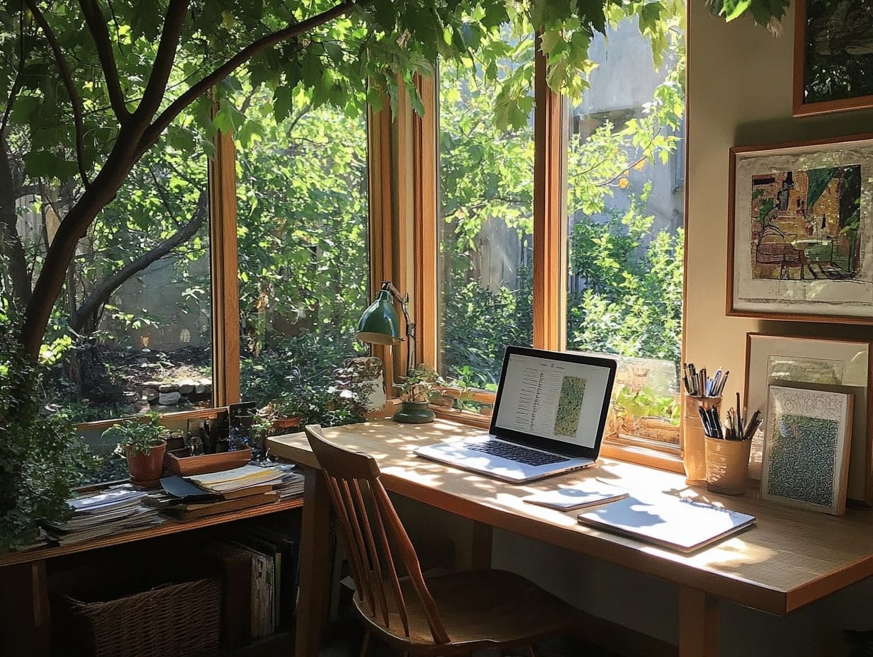 a relaxing writer room in the garden