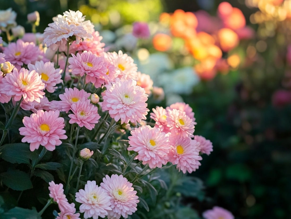 Chrysanthemum flowers in a garden