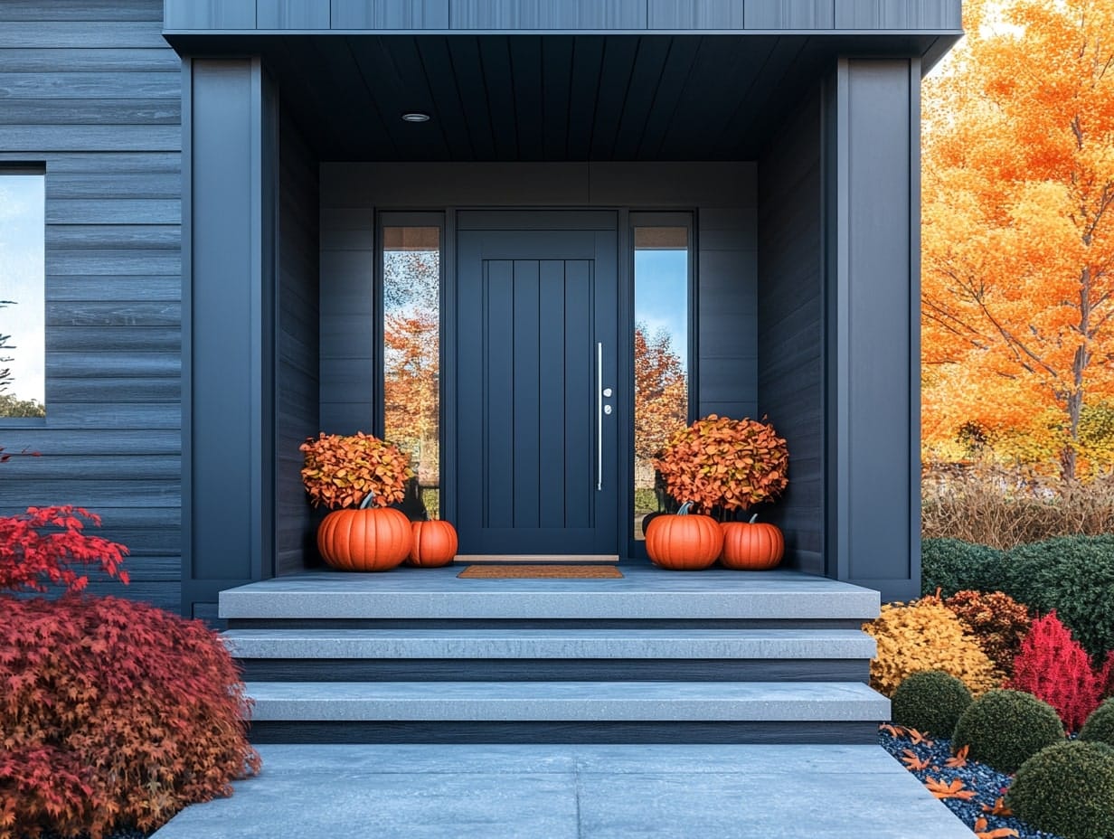 Front Porch with Classic Pumpkin Display for a Traditional Look