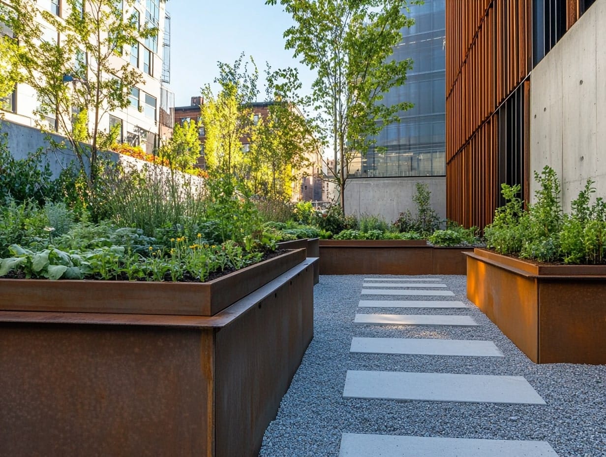 Geometric Garden Layouts with Raised Beds and Sharp Edges