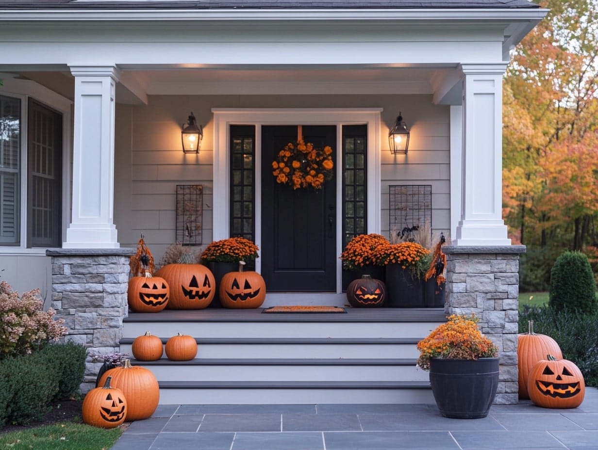 Front Porch With Halloween-Themed Accents for a Spooky Twist