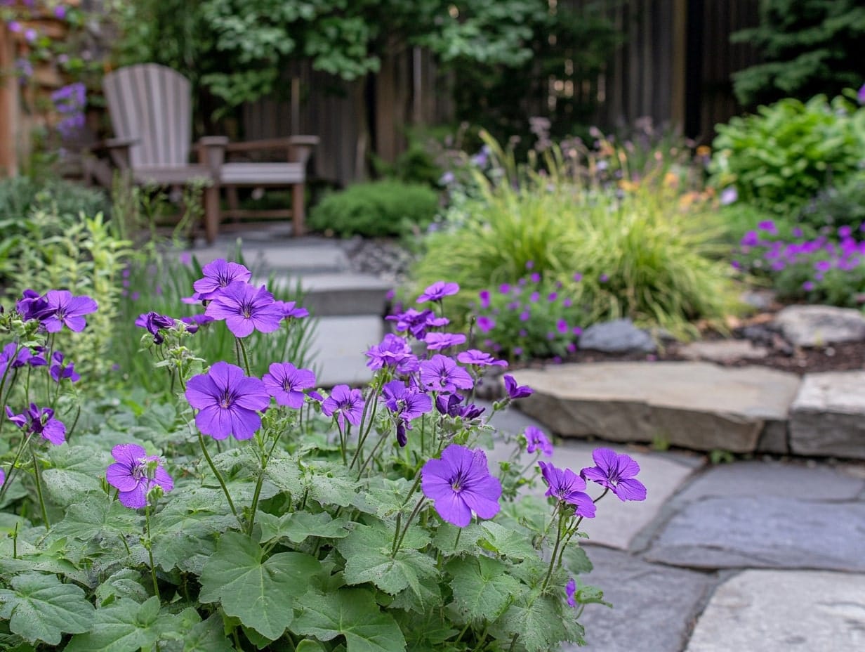 hardy geranium flowers in a garden