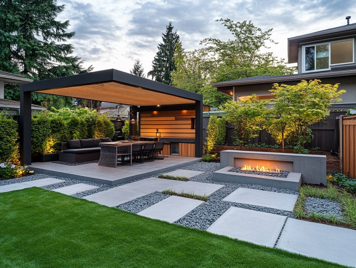 Blending Hardscaping Materials Like Concrete, Wood, and Metal