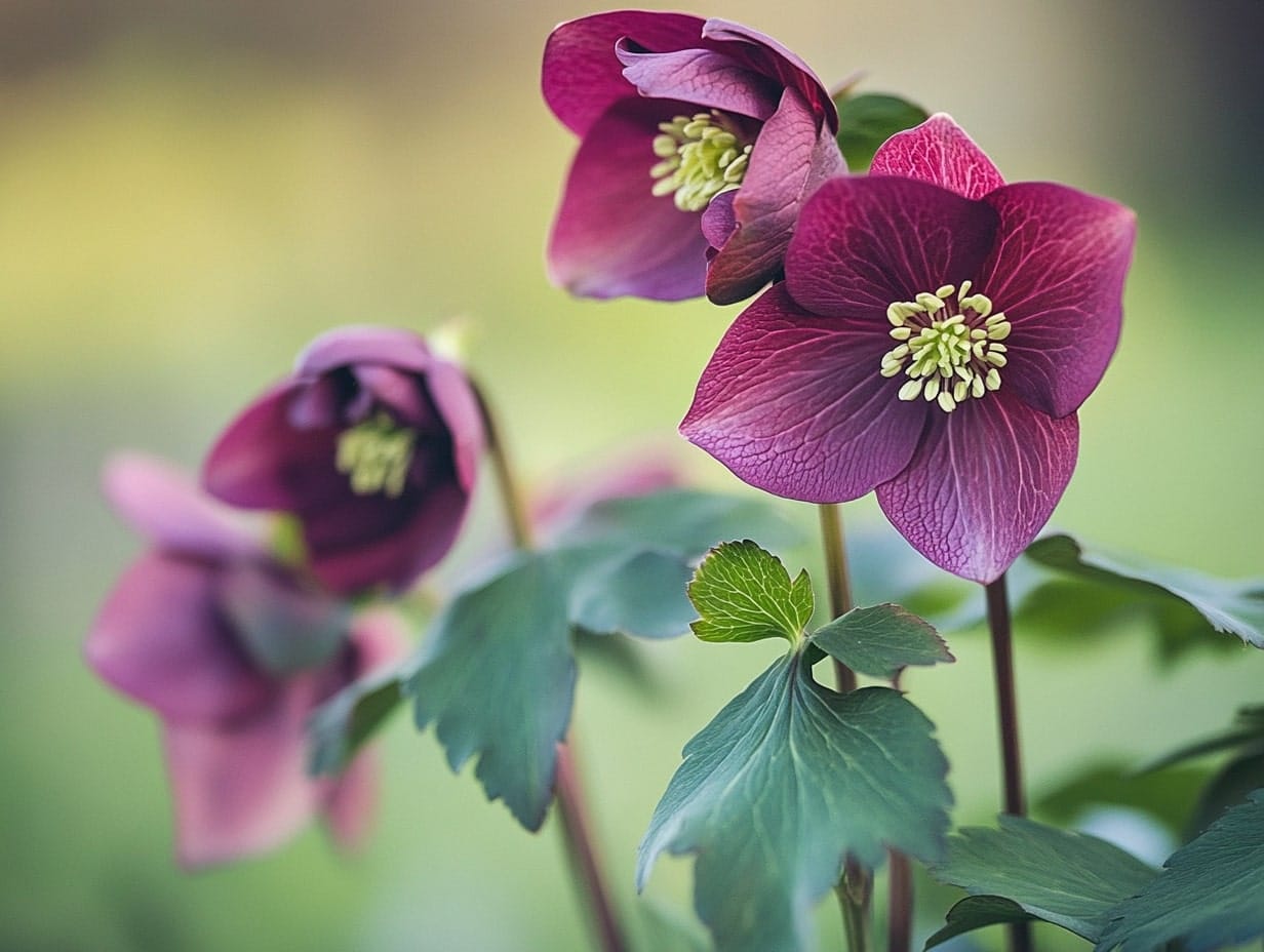 hellebores flowers in a garden