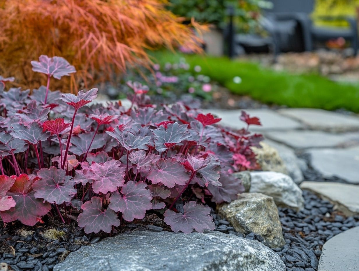 heuchera plants in a garden