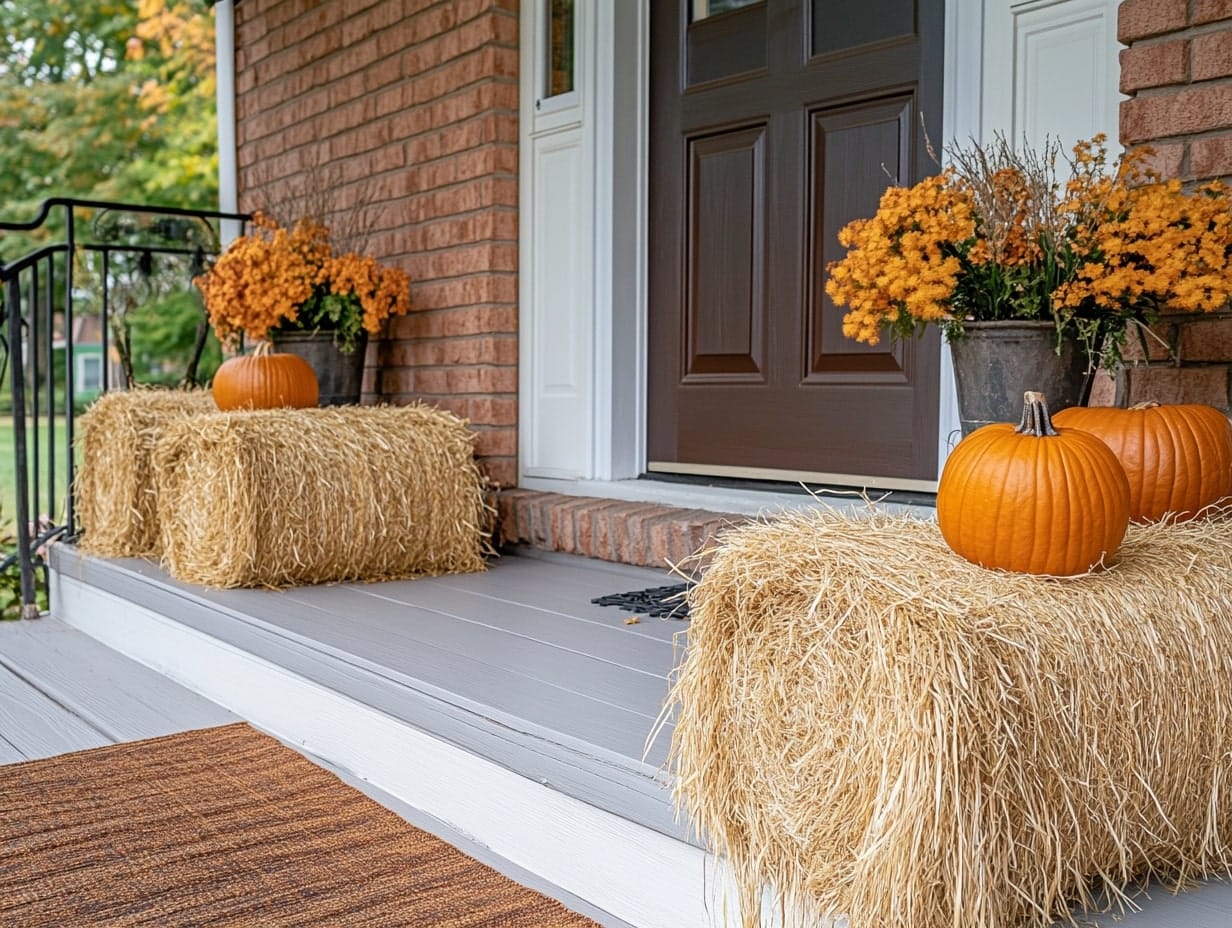 Front Porch With Mini Hay Bales for Texture and Display