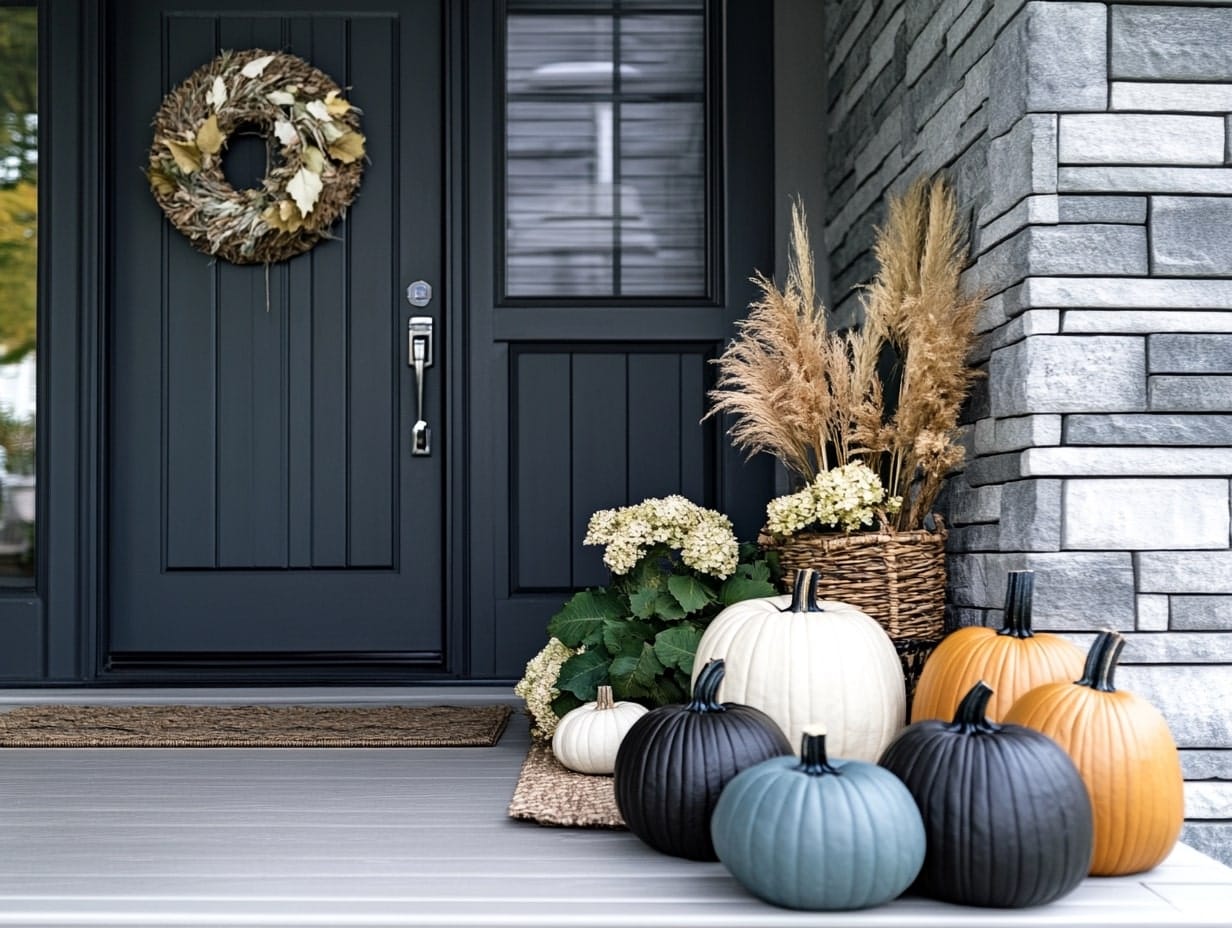 Front Porch With Painted Pumpkins for a Personalized Touch