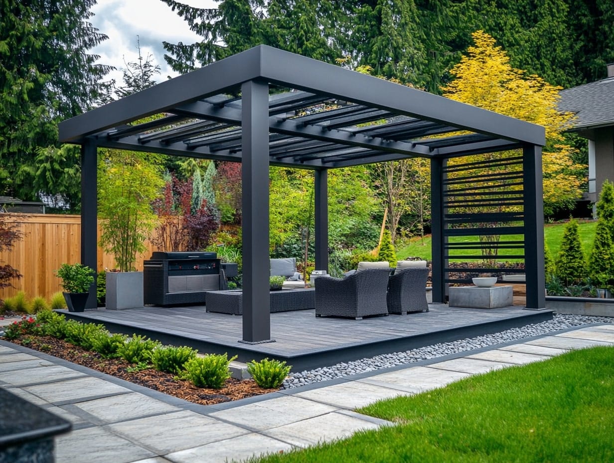 Modern Pergolas and Gazebos with Metal and Composite Materials