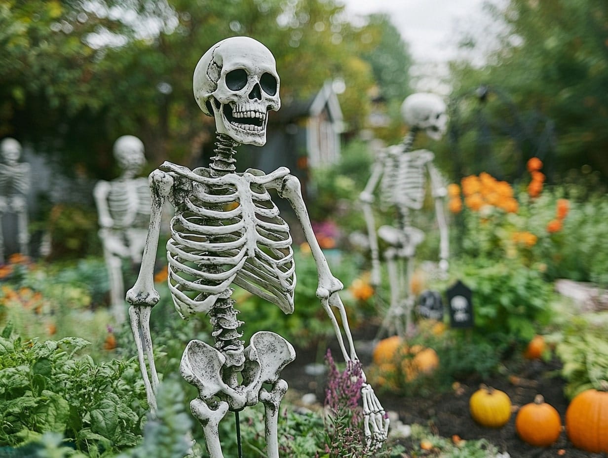 skeletal garden displays for halloween