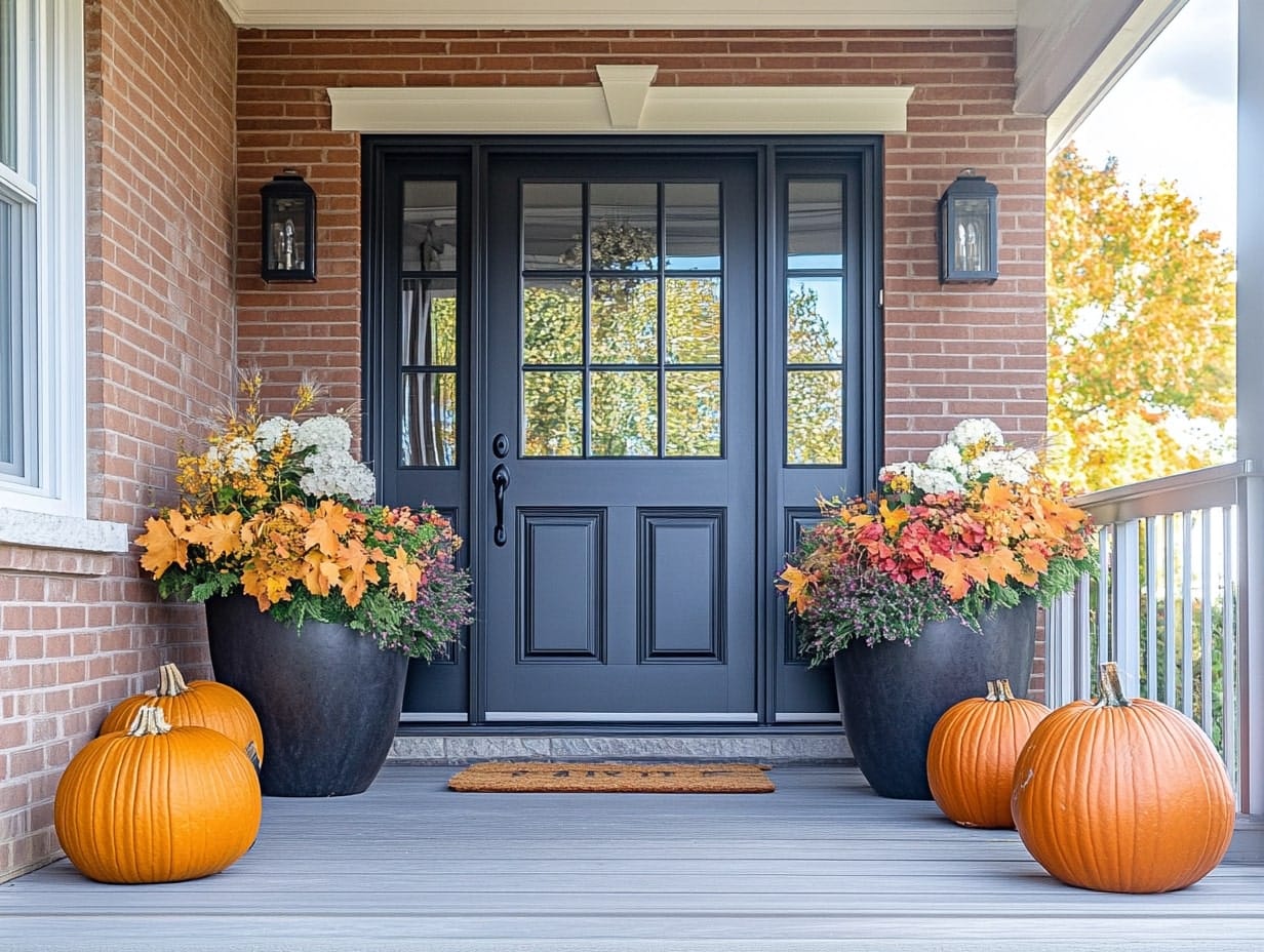 Front Porch With Statement Door Decor Beyond Wreaths