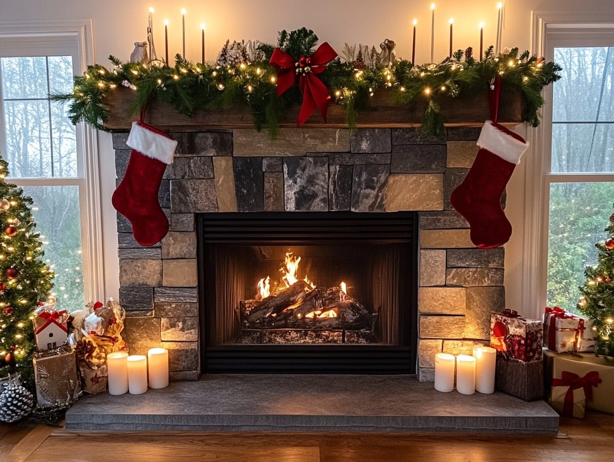 Fireplace Mantel Displays for Christmas