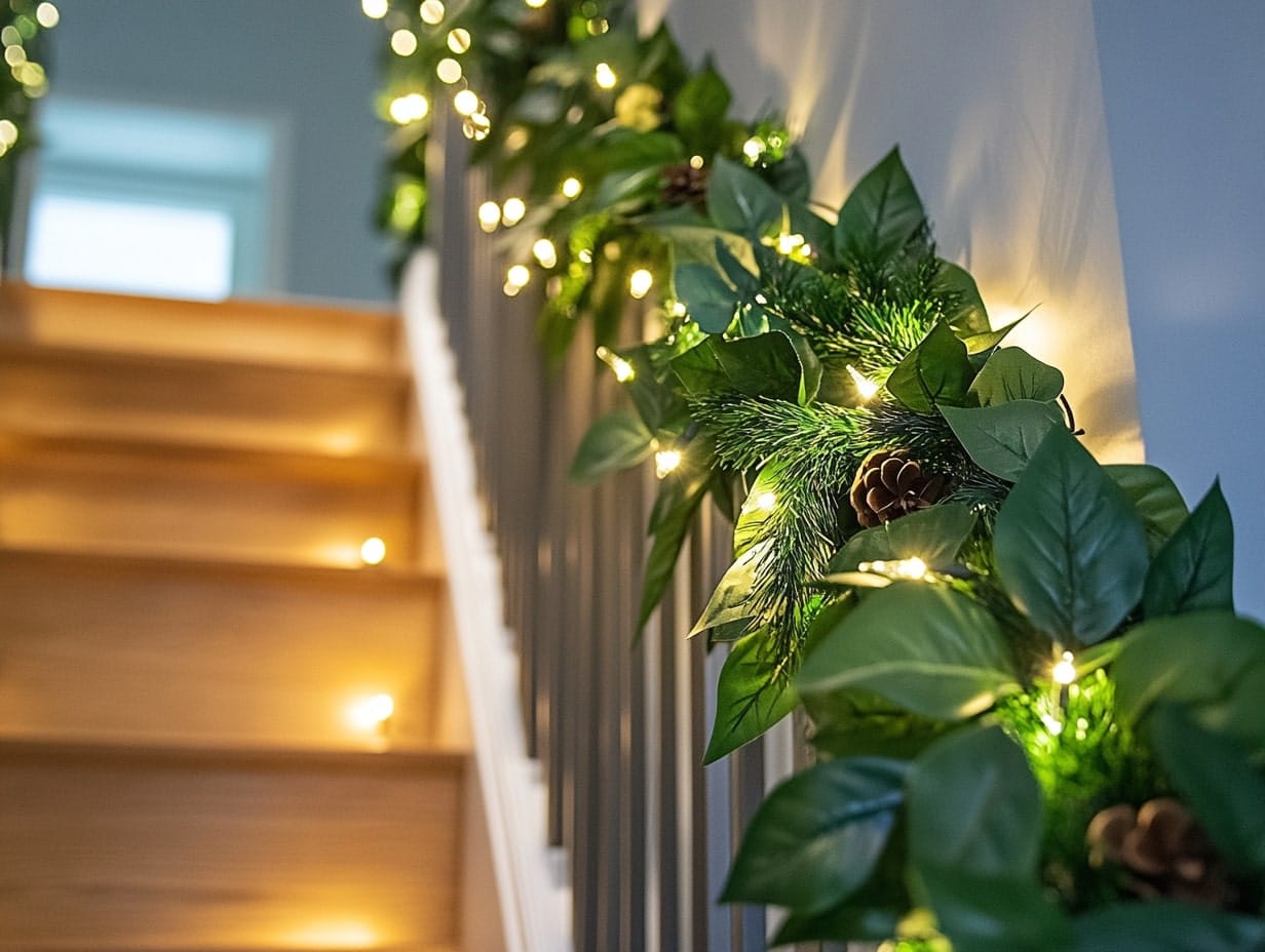 Garland-Wrapped Staircase for Christmas