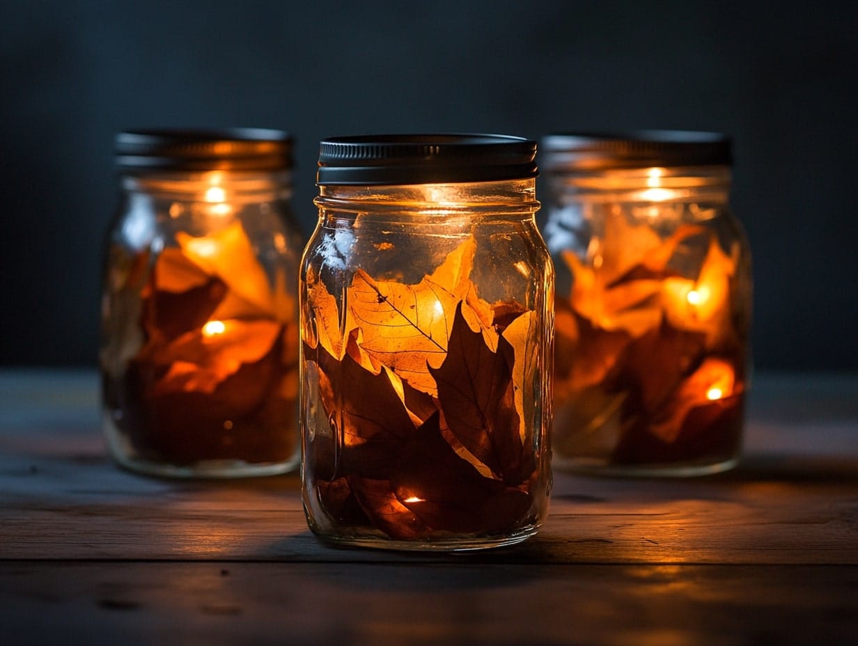 Mason Jar Leaf Lights