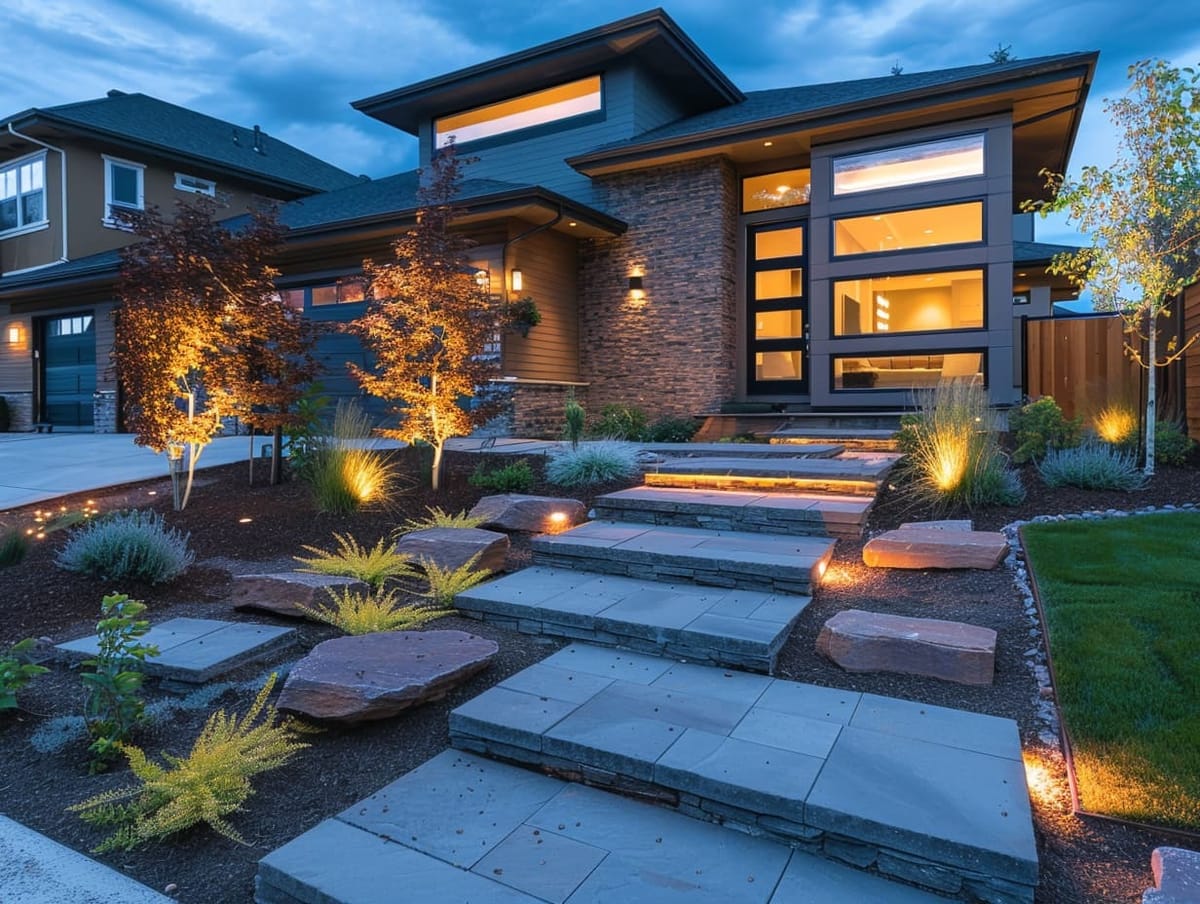 outdoor lighting ideas for front of house with sensor