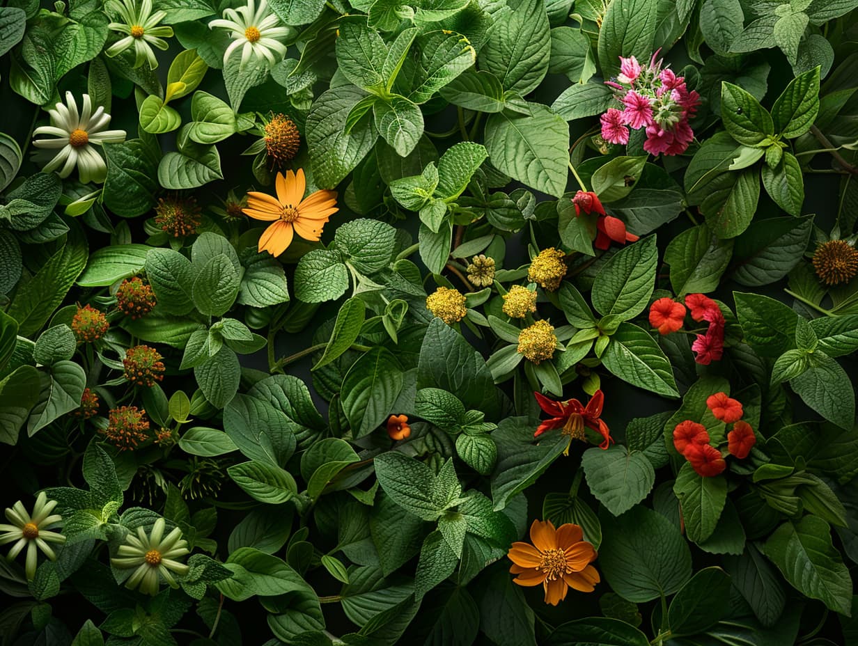 Self-seeding plants in a garden