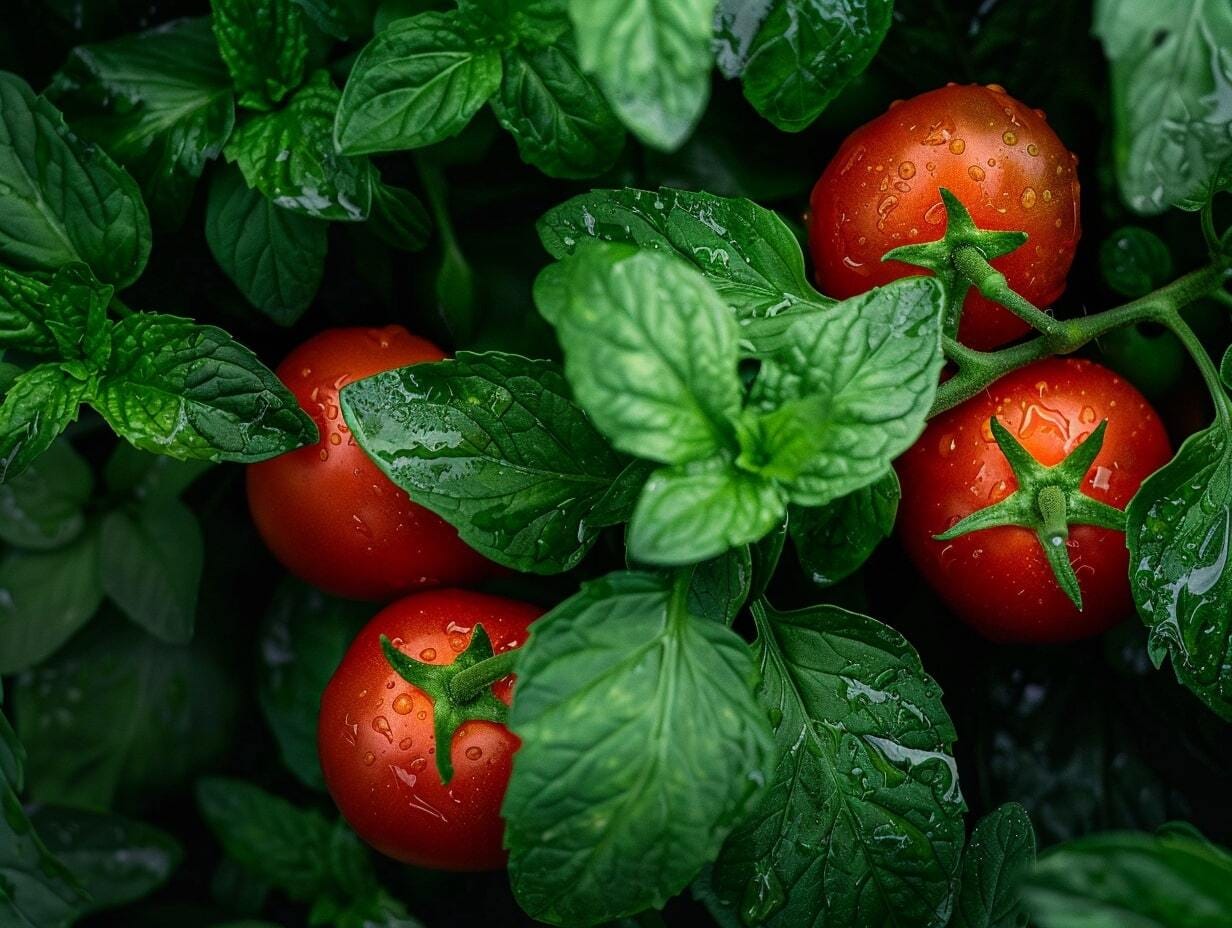 Companion Plants Tomatoes and Mint