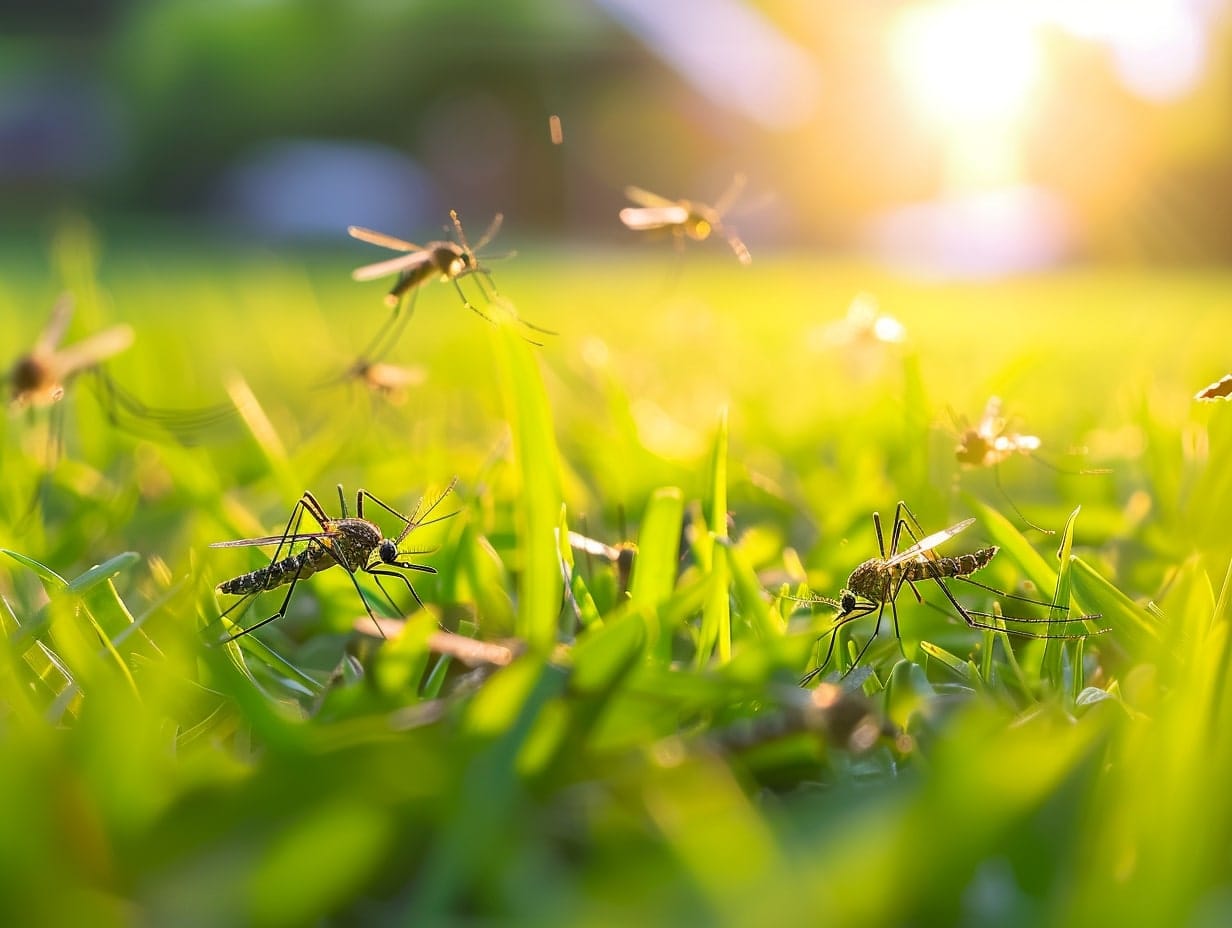 mosquitoes in a garden