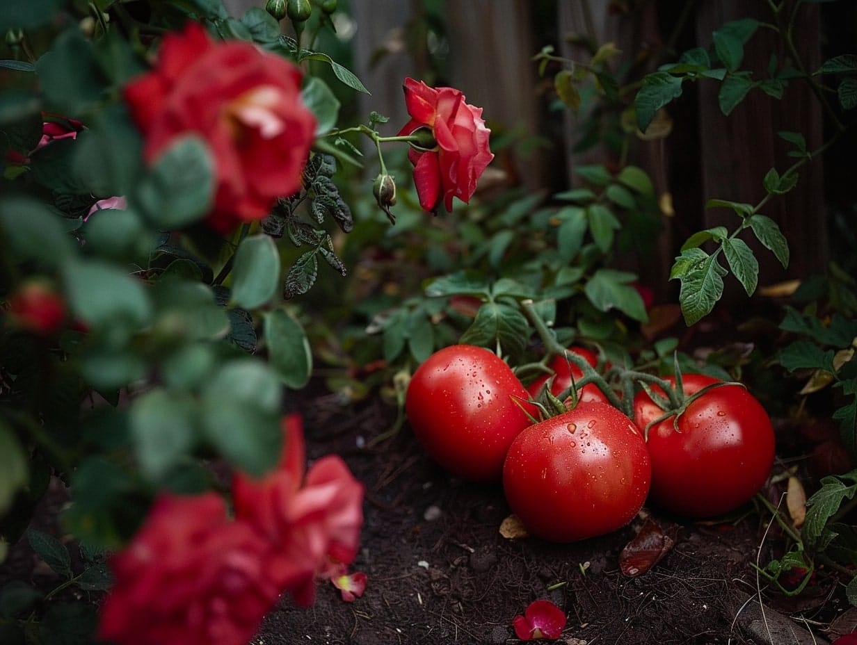 growing roses using tomatoes